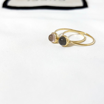 Luna Rose Quarz and  Gray Moonstone Ring