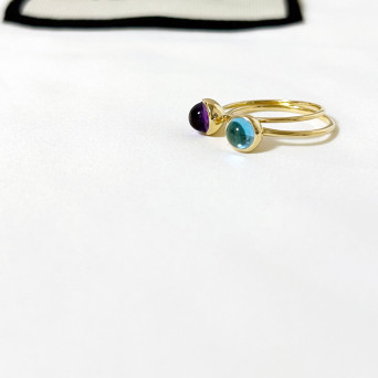 Luna Amethyst and Blue Topaz  Ring
